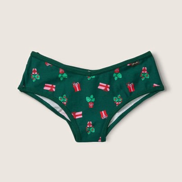 Victoria's Secret PINK Cotton Cheekster Panty Green Holiday Gifts Medium NEW - Picture 1 of 1